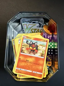 100+ Pokemon Card Lot W/ Slaking Tin, Coins, Dice - Image 2
