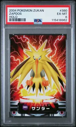 2004 CARDDASS POKEMON ADVANCED GENERATION ZUKAN CARD HOLO #380 ZAPDOS PSA 6 - Image 1