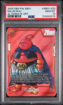 2025 DRAGON BALL SUPER CARD GAME FUSION WORLD MANGA BOOSTER 01 MAJIN BUU PSA 10 - Image 1
