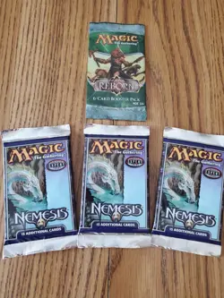 MAGIC THE GATHERING Lot of Three (3) NEMESIS Factory Sealed Booster Packs +BONUS - Image 1