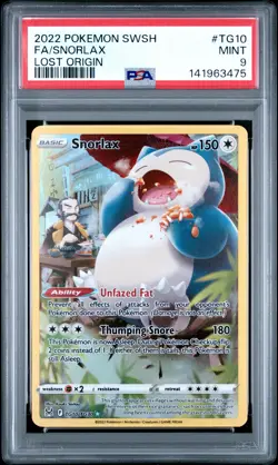 2022 POKEMON SWORD & SHIELD LOST ORIGIN #TG10 FULL ART/SNORLAX PSA 9 - Image 1