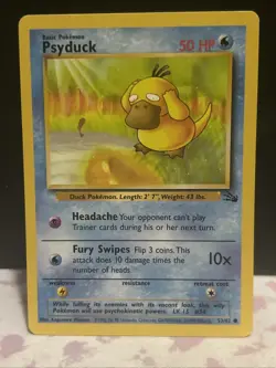 Pokemon TCG Psyduck 53/62 Unlimited Fossil WOTC Vintage - Image 1