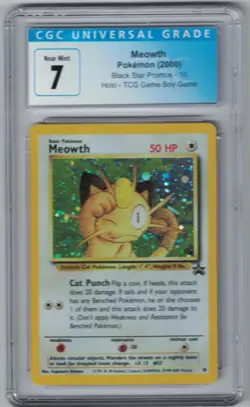 2000 POKEMON PROMO BLACK STAR GAME BOY #10 MEOWTH-HOLO CGC7 - Image 1
