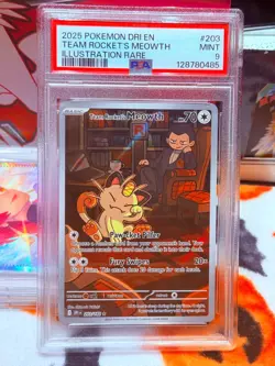 2025 Pokemon 203/182 Team Rocket's Meowth - Graded Card (PSA 9) - Image 1