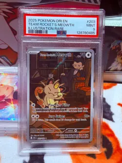 2025 Pokemon 203/182 Team Rocket's Meowth - Graded Card (PSA 9) - Image 2