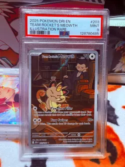 2025 Pokemon 203/182 Team Rocket's Meowth - Graded Card (PSA 9) - Image 5