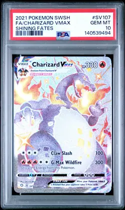2021 POKEMON SWORD & SHIELD SHINING FATES #SV107 FULL ART/CHARIZARD VMAX PSA 10 - Image 1