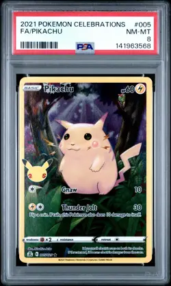 2021 POKEMON CELEBRATIONS #005 FULL ART/PIKACHU PSA 8 - Image 1