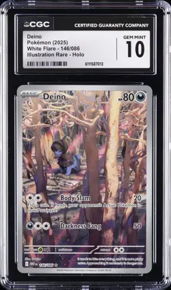 2025 POKEMON WHITE FLARE ILLUSTRATION RARE HOLO #146 DEINO CGC 10 GEM MINT - Image 1