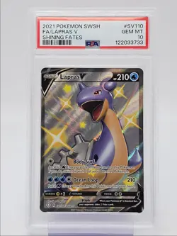 LAPRAS V 2021 POKEMON SWSH SHINING FATES RARE FULL ART SV110 PSA 10 Q0004 - Image 1