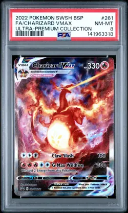 2022 POKEMON SWSH BLACK STAR PROMO #261 FULL ART/CHARIZARD VMAX PSA 8 - Image 1