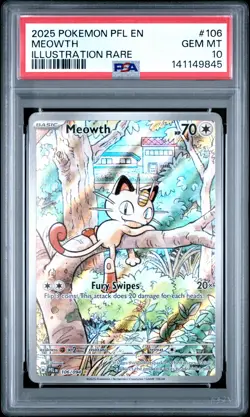 2025 POKEMON PFL EN-PHANTASMAL FLAMES ILLUSTRATION RARE #106 MEOWTH PSA 10 - Image 1