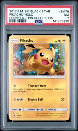 2017 POKEMON SM PROMO SHINING LEGENDS PIN COLLECTION PIKACHU-HOLO PSA 7 - Image 1