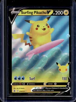 2021 Pokemon SWSH Celebrations Surfing Pikachu V #008/025 - Image 1