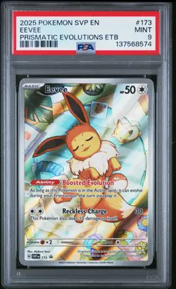 2025 POKEMON SVP EN-SV BLACK STAR PROMO #173 EEVEE PSA 9 - Image 1