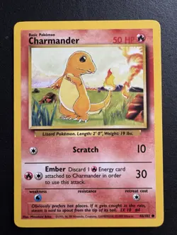 Vintage Wotc Pokemon Charmander Base Set 46/102 Light Play LP - Image 1