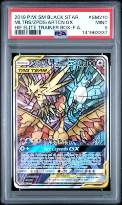 2019 POKEMON SM BLACK STAR PROMO FULL ART/MOLTRES & ZAPDOS & ARTICUNO GX PSA 9 - Image 1