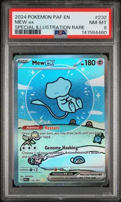 2024 POKEMON PAF EN-PALDEAN FATES SPECIAL ILLUSTRATION RARE #232 MEW EX PSA 8 - Image 1