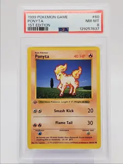 PONYTA 1999 POKEMON BASE SET 1ST EDITION SHADOWLESS 60/102 PSA 8 Q0004 - Image 1