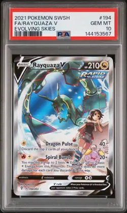 2021 POKEMON SWORD & SHIELD EVOLVING SKIES #194 FULL ART/RAYQUAZA V PSA 10 - Image 1