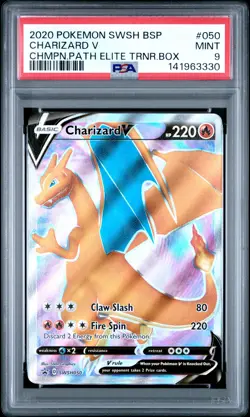 2020 POKEMON SWSH BLACK STAR PROMO #050 CHARIZARD V PSA 9 - Image 1