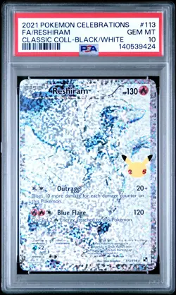 2021 POKEMON CELEBRATIONS CLASSIC COLLECTION #113 FULL ART/RESHIRAM PSA 10 - Image 1