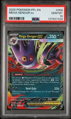 2025 POKEMON PFL EN-PHANTASMAL FLAMES #056 MEGA GENGAR EX PSA 10 - Image 1
