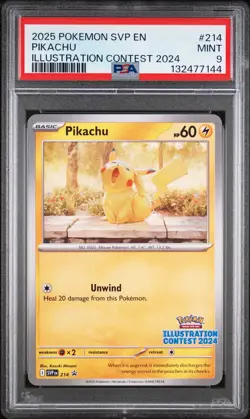 2025 POKEMON SVP EN-SV BLACK STAR PROMO ILLUSTRATION CONTEST 2024 PIKACHU PSA 9 - Image 1