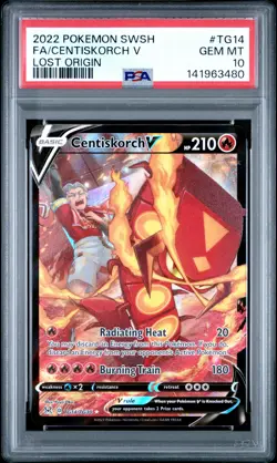 2022 POKEMON SWORD & SHIELD LOST ORIGIN #TG14 FULL ART/CENTISKORCH V PSA 10 - Image 1