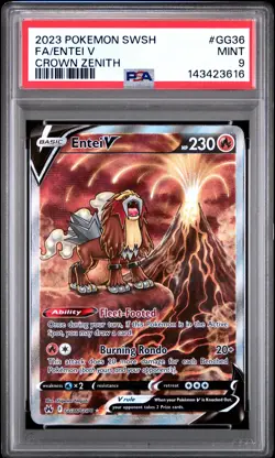 2023 POKEMON SWORD & SHIELD CROWN ZENITH #GG36 FULL ART/ENTEI V PSA 9 - Image 1