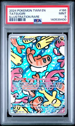 2024 POKEMON TWM EN-TWILIGHT MASQUERADE ILLUSTRATION RARE #186 TATSUGIRI PSA 9 - Image 1