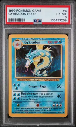 1999 POKEMON BASE SET UNLIMITED #6 GYARADOS-HOLO PSA 6 - Image 1