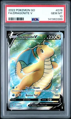 2022 POKEMON GO #076 FULL ART/DRAGONITE V PSA 10 - Image 1