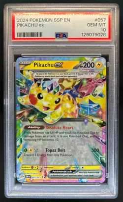 2024 Pokemon Surging Sparks Pikachu Ex #057/191 PSA 10 - Image 1