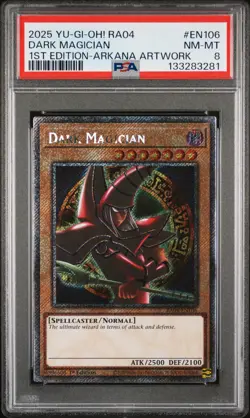 2025 YU-GI-OH! RA04-QUARTER CENTURY STAMPEDE #EN106 DARK MAGICIAN PSA 8 - Image 1