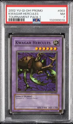 2002 YU-GI-OH! PROMO TP1-TOURNAMENT PACK 1 #003 KWAGAR HERCULES PSA 7 - Image 1