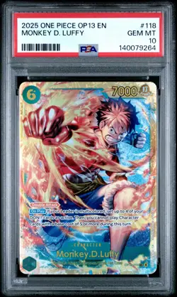 2025 ONE PIECE OP13-CARRYING ON HIS WILL #118 MONKEY D. LUFFY PSA 10 - Image 1