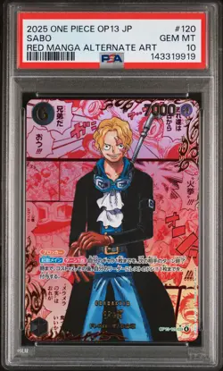 2025 ONE PIECE JPN OP13-CARRYING ON HIS WILL RED MANGA ALTERNATE ART SABO PSA 10 - Image 1