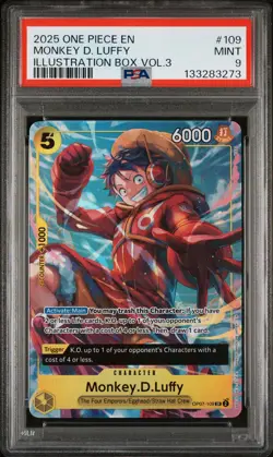 2025 ONE PIECE PROMOS ILLUSTRATION BOX VOL.3 #109 MONKEY D. LUFFY PSA 9 - Image 1
