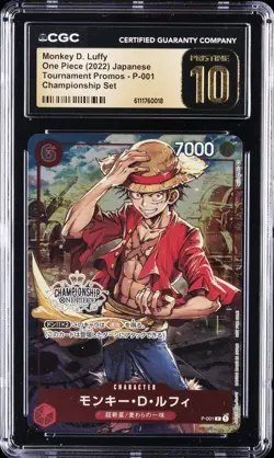 2022 ONE PIECE JPN TOURNAMENT PROMOS CHAMP SET MONKEY D. LUFFY CGC 10 PRISTINE - Image 1