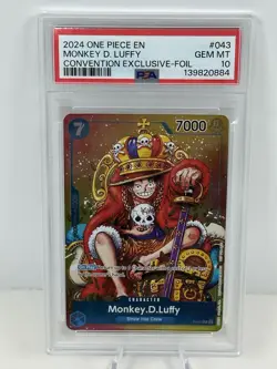 2024 ONE PIECE MONKEY D. LUFFY PSA 10 CONVENTION EXCLUSIVE-FOIL #043 PROMO - Image 1