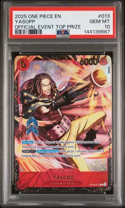 2025 ONE PIECE PROMOS OFFICIAL EVENT TOP PRIZE #013 YASOPP PSA 10 - Image 1