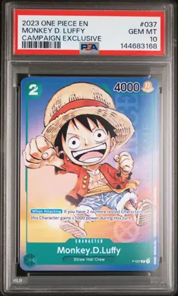 2023 ONE PIECE PROMOS CAMPAIGN EXCLUSIVE #037 MONKEY D. LUFFY PSA 10 - Image 1