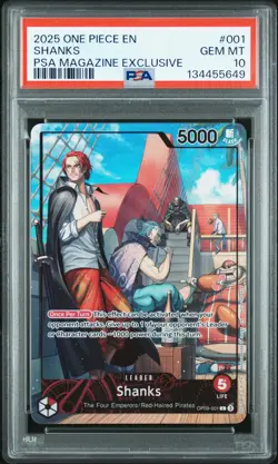 2025 ONE PIECE PROMOS PSA MAGAZINE EXCLUSIVE #001 SHANKS PSA 10 - Image 1