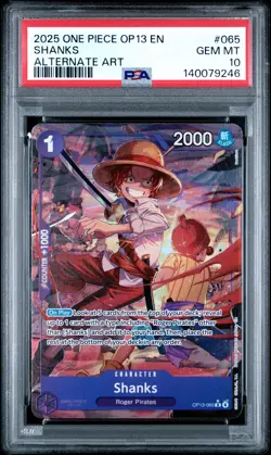 2025 ONE PIECE OP13-CARRYING ON HIS WILL ALTERNATE ART #065 SHANKS PSA 10 - Image 1