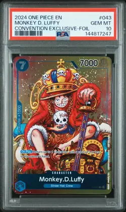 2024 ONE PIECE PROMOS CONVENTION EXCLUSIVE-FOIL #043 MONKEY D. LUFFY PSA 10 - Image 1
