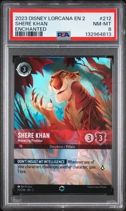2023 DISNEY LORCANA EN 2 ENCHANTED #212 SHERE KHAN MENACING PREDATOR PSA 8 - Image 1