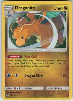 Pokemon TCG Dragonite Holo Rare SM - Team Up 119/181 - Image 1
