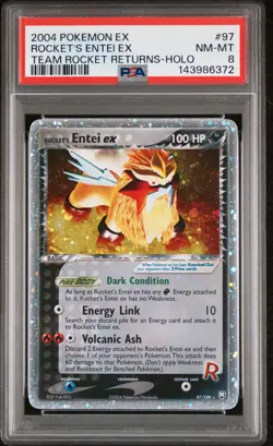 2004 POKEMON EX TEAM ROCKET RETURNS #97 ROCKET'S ENTEI EX-HOLO PSA 8 - Image 1