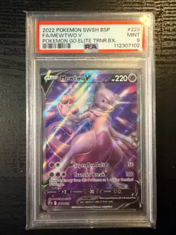 Pokemon 2022 Mewtwo V SWSH229 Pokemon GO Elite Trainer Box PSA 9 - Image 1